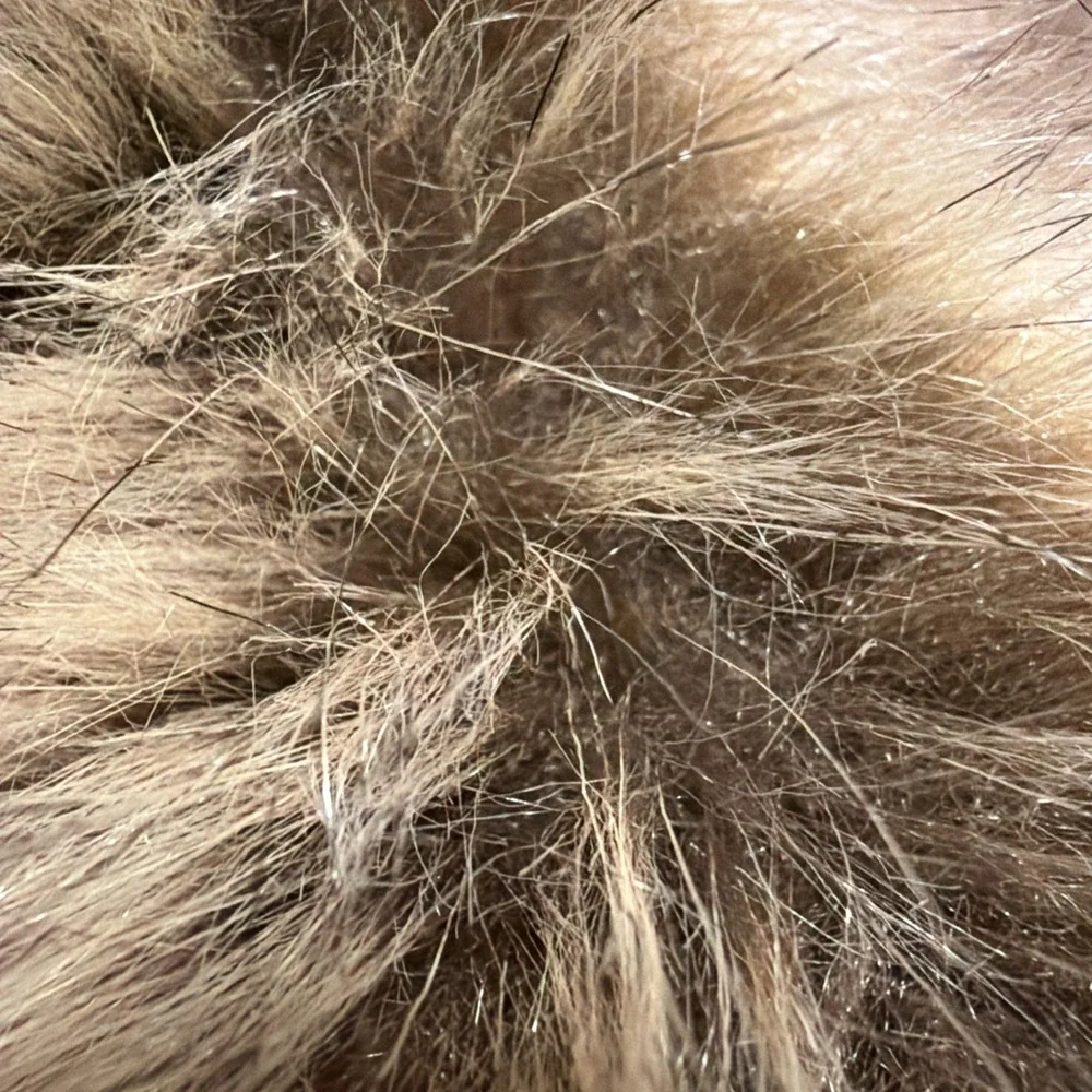 Vintage Faux Fur Round Collar Stole, Brown Beige with Satin Lining